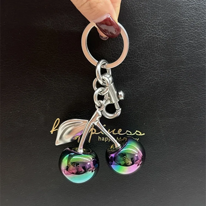 pendentif cerise de couleur dégradée pour sac à main d'entraîneur, sacs à bandoulière, accessoires cadeau, porte-clés pendentif cerises pour femmes