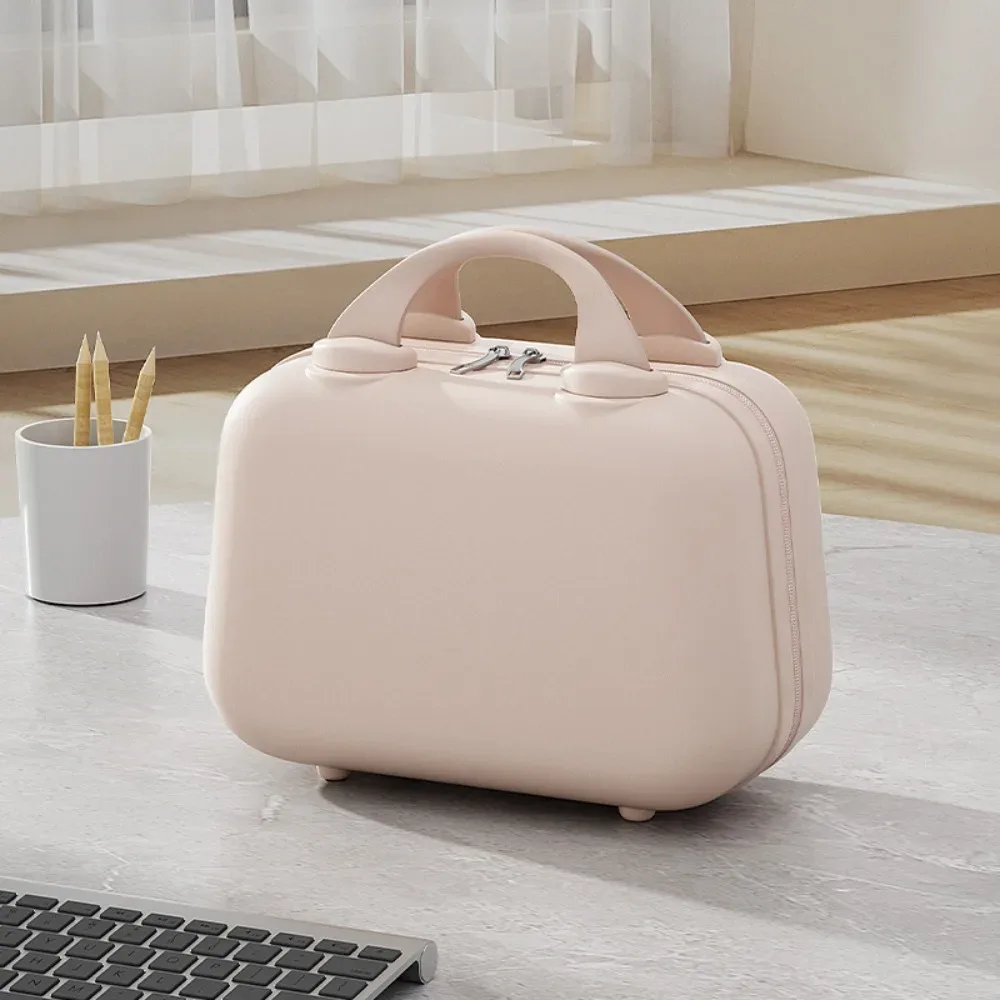 boîte de rangement pour articles de toilette, valise de couleur unie, grande capacité, boîte carrée de 14 pouces, étuis à cosmétiques à fermeture éclair, trousse de maquillage portable pour femmes