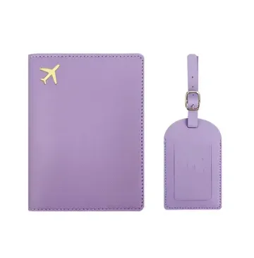 ensemble de porte-passeport de voyage avec nom personnalisé, étiquette de bagage en cuir gravée, vente en gros, pendentif d'étiquette de valise, couverture de passeport de luxe, cadeau