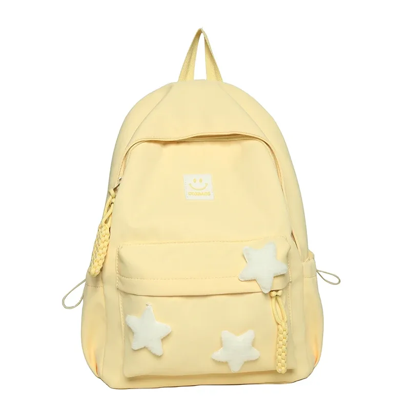 sac à dos rose mignon pour filles cartable à la mode décoré d'étoiles avec porte-clés en peluche parfait pour une utilisation quotidienne et l'école style adorable et tendance idéal pour adolescente
