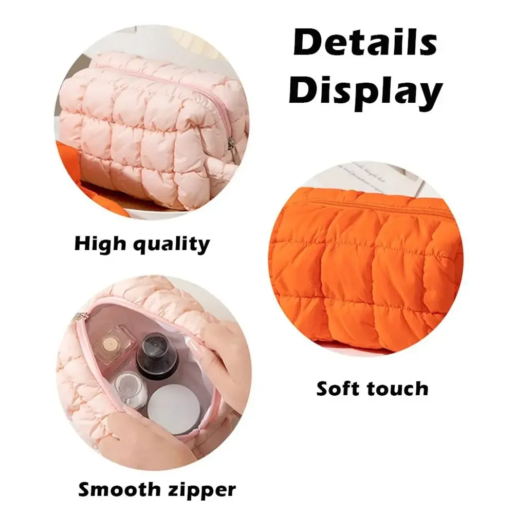 sac de maquillage à main tendance, couleur unie, sac à cosmétiques de grande capacité, sac de rangement multifonctionnel pour voyage à domicile