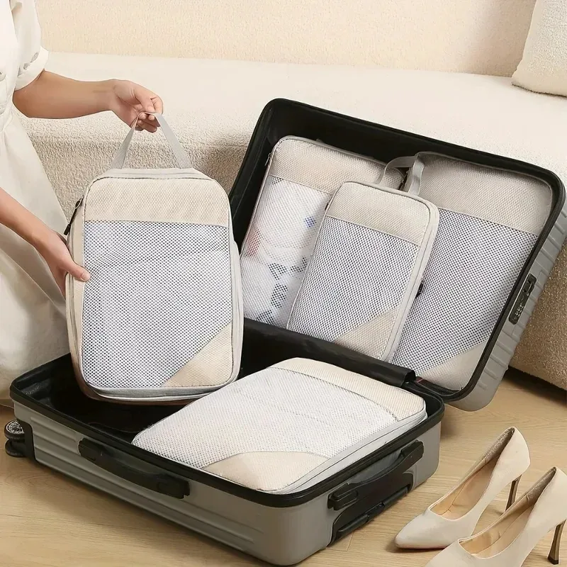 lot de 3 cubes de compression de voyage, organisateur de bagages, essentiels de voyage, cubes de compression pour bagages à main