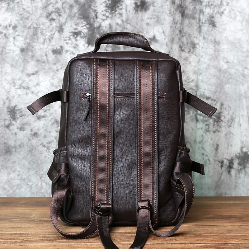 sac à dos en cuir pour hommes, couche supérieure en cuir, loisirs, business, voyage, grande capacité, ordinateur, cartable pour femmes, nzpj