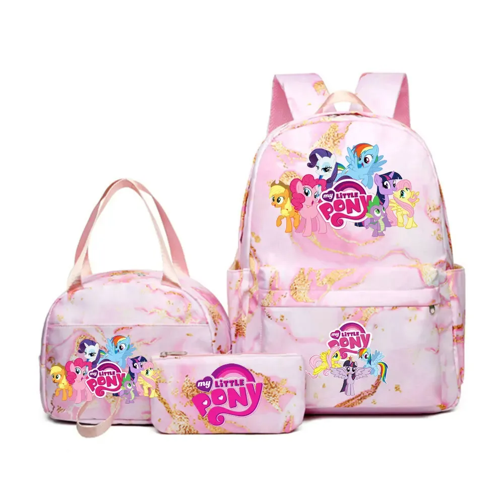 sac à dos my little pony, ensemble de 3 pièces, sac d'école pour étudiants, trousse à crayons, sac à dos de voyage pour adolescents, sac à dos décontracté pour ordinateur portable, mochilas