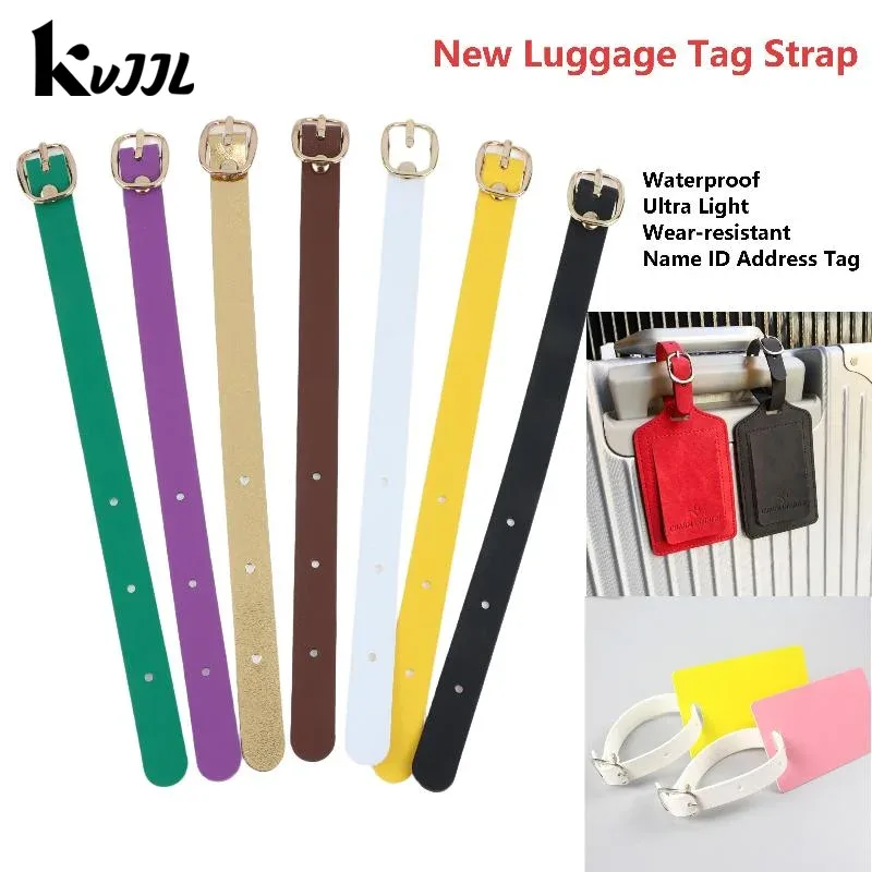 sangles multicolores pour étiquettes de bagages en pu, boucles en alliage, étiquette de bagage étanche, ultra légère, résistante à l'usure, pour voyage d'affaires
