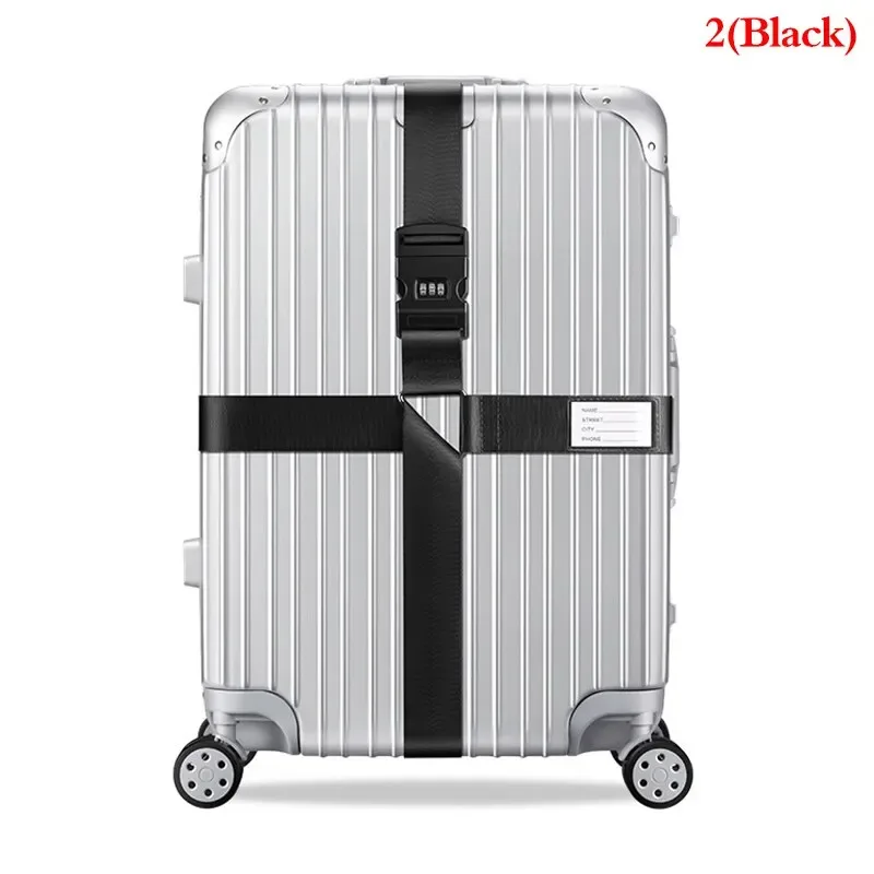sangle de bagage en nylon à verrouillage par mot de passe à 3 chiffres, ceinture croisée, emballage réglable, sangle de valise de voyage, environnement de bagages