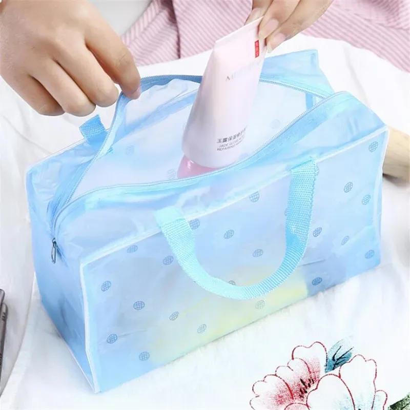 trousse de maquillage de voyage transparente en pvc, trousse de toilette, sac de rangement, boîte à bagages, valise à serviettes, poudres, fermeture éclair, sacs à cosmétiques