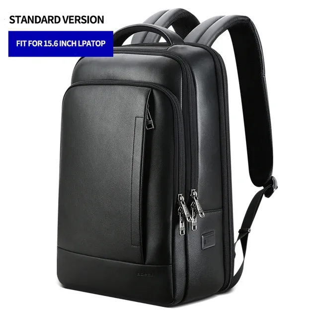 bopai-sac à dos en cuir de vachette véritable extensible pour hommes, sac à dos pour ordinateur portable, affaires, bureau, voyage, luxe, haute qualité, 15.6