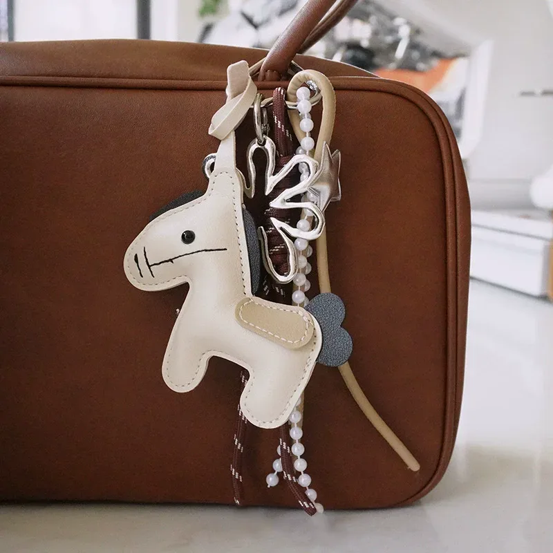 porte-clés en cuir pu avec pendentif nœud en peluche et corde tressée, accessoire de suspension pour téléphone portable et sac, décoration diy pour sac à dos