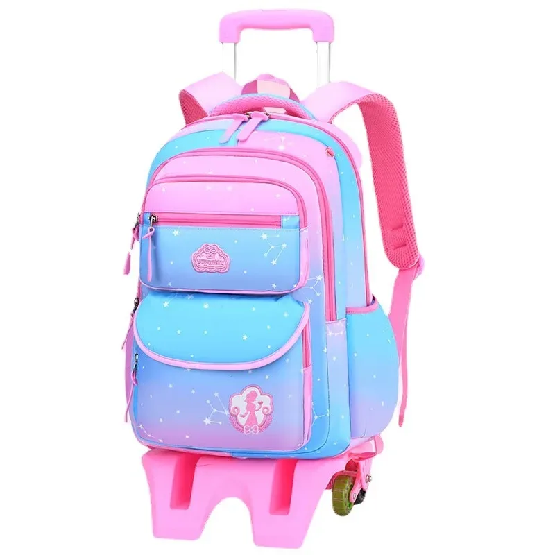 sac à dos d'école à roulettes pour fille, cartable étanche avec roulettes pour enfant