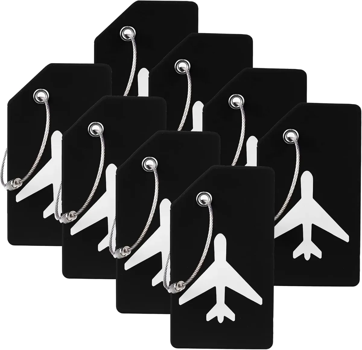 lot de 8 étiquettes de bagages en silicone de couleurs assorties avec boucles en acier inoxydable, étiquettes de valise de voyage avec protection de la confidentialité tsa