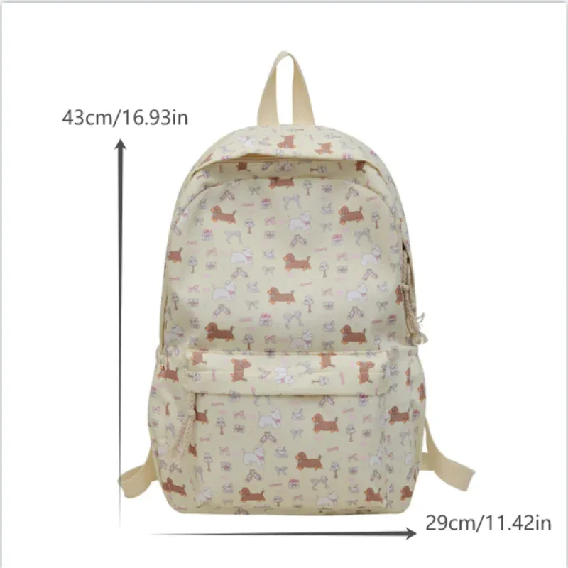 mignon imprimé chiot teckel collège style sac à dos étudiant cartable portable grande capacité sac de voyage girly sac cadeau d'anniversaire
