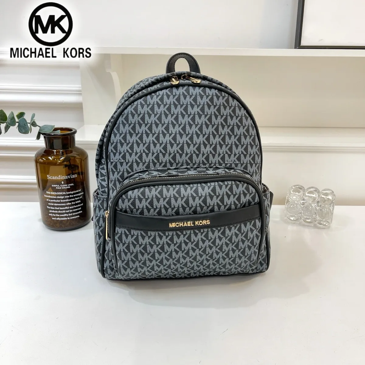 sac à dos de loisirs tendance pour femmes micmichael kors, sac à dos multifonctionnel de voyage et de vacances avec imprimé de lettres classiques mk.