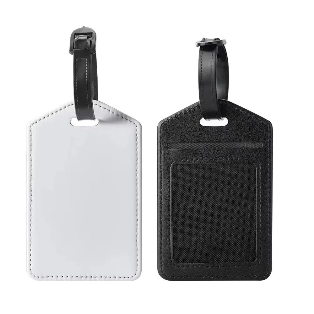 étiquettes de bagage personnalisées en cuir pu avec photo, étiquettes d'identification étanches avec image, pour voyage d'affaires, en cuir haut de gamme, pour carte d'embarquement