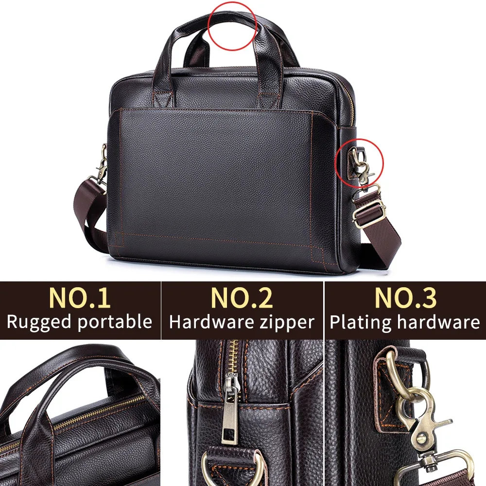 sac à main en cuir pour hommes, porte-documents en peau de vache avec couche supérieure, sac pour ordinateur portable en cuir, sac de bureau croisé diagonale