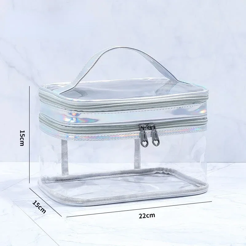 trousse de toilette transparente femme grande capacité, sac de voyage portable et imperméable pour filles, sac de rangement