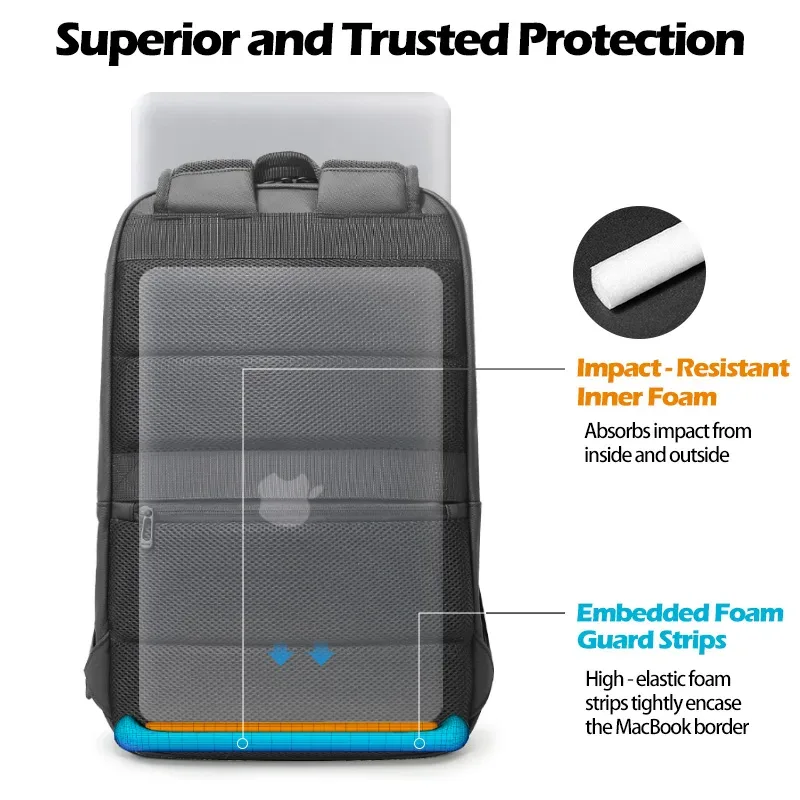 sac pour ordinateur portable bange pour hommes, sac d'école imperméable pour les étudiants, sac à dos de voyage sportif pour hommes d'affaires avec fermeture éclair ykk