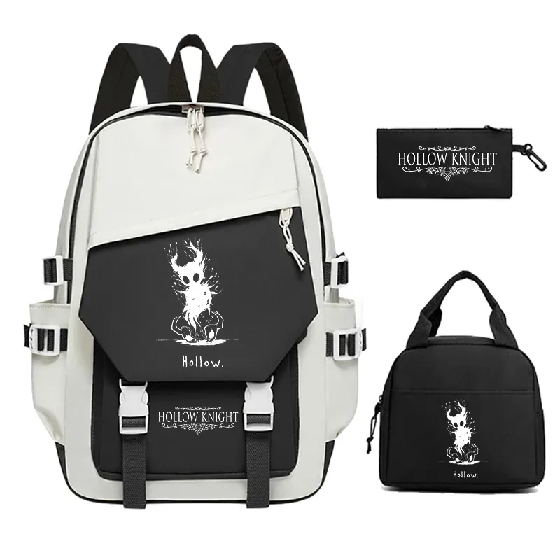 ensemble de 3 sacs à dos pour enfants, sacs d'école imprimés hollow knight, sacs à dos de grande capacité pour adolescents garçons, sac à dos décontracté pour ordinateur portable