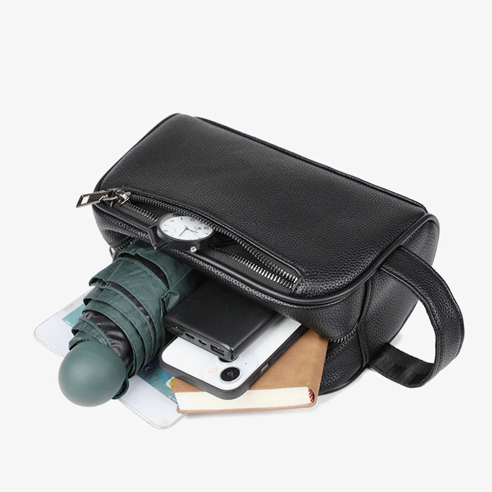 sac à main d'affaires pour homme personnalisé en cuir souple, grande capacité, sac de rangement de voyage extérieur en cuir pu