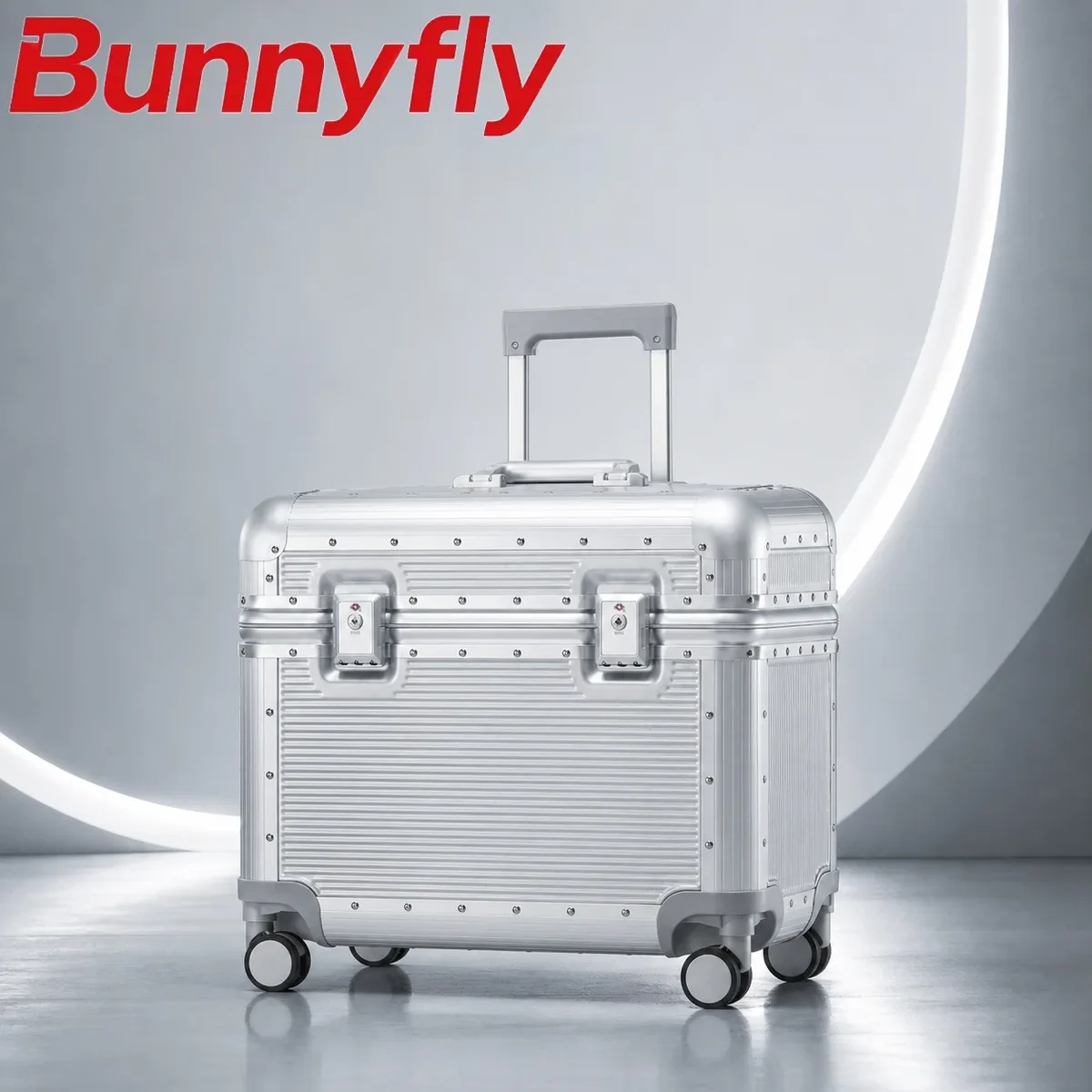 valise à roulettes bunnyfly 20 pouces avec cadre en aluminium, poignée rigide, serrure tsa, petite valise cabine pour appareil photo et photographie