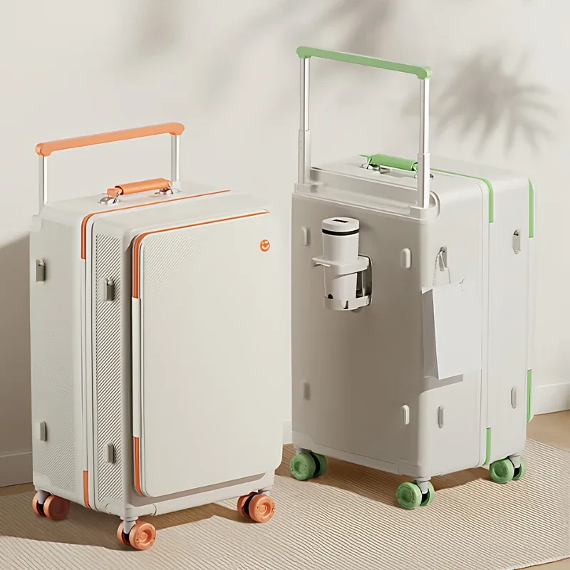 valise de voyage à ouverture latérale sur roulettes, grande capacité, rangement profond, 28 pouces avec porte-