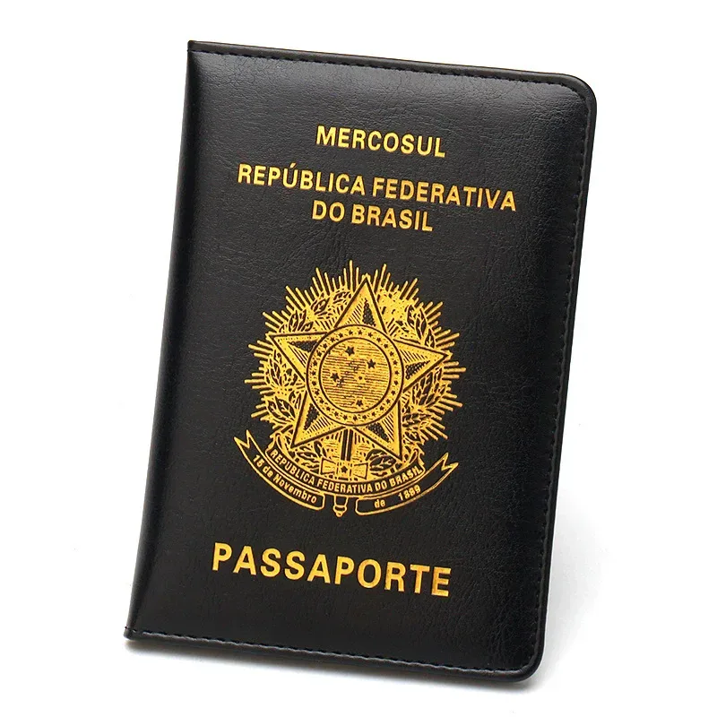 couverture de passeport en cuir pu brésilien pour femmes et hommes, porte-passeport de voyage, étui pour brésil