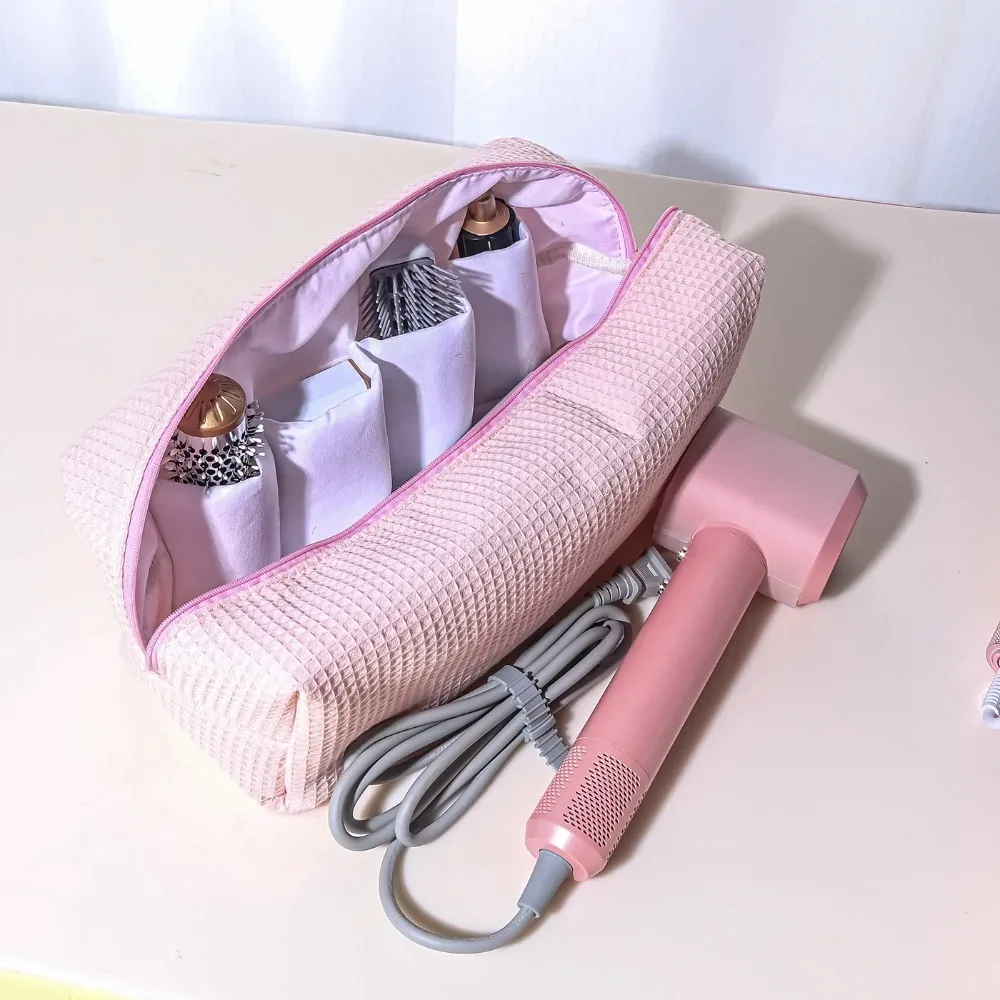 trousse de maquillage simple en coton avec fermeture éclair, pochette de rangement portable grande capacité, légère, organisateur d'outils de coiffure pour voyage