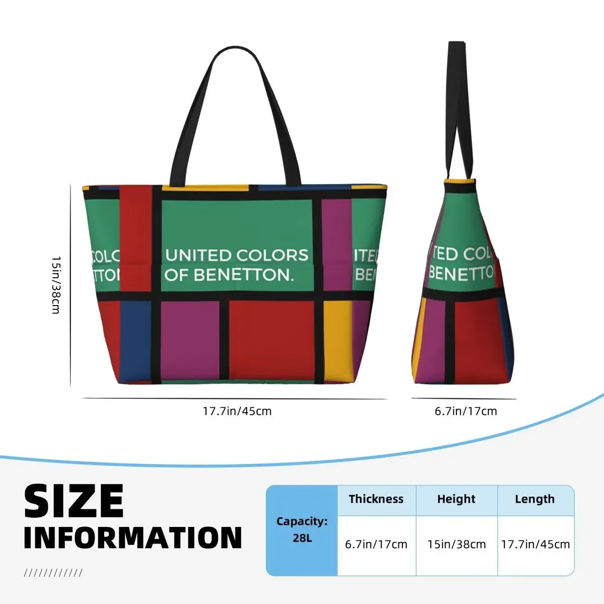 united colors of benetton – sac fourre-tout de plage, sac de sport, de yoga, grand sac fourre-tout pour femmes, sac de voyage, sac de fitness