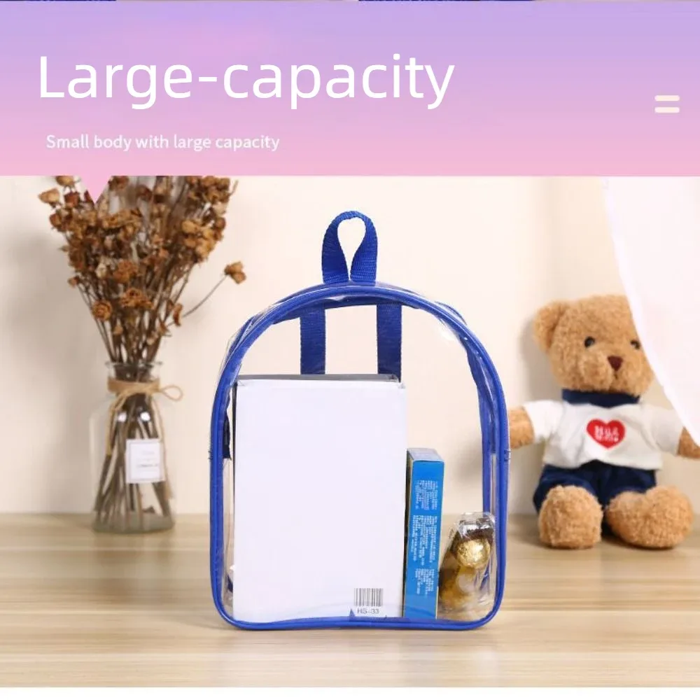 sac à dos transparent imperméable à la mode, petit sac à dos en pvc avec fermeture éclair, sac transparent pour téléphone portable, été