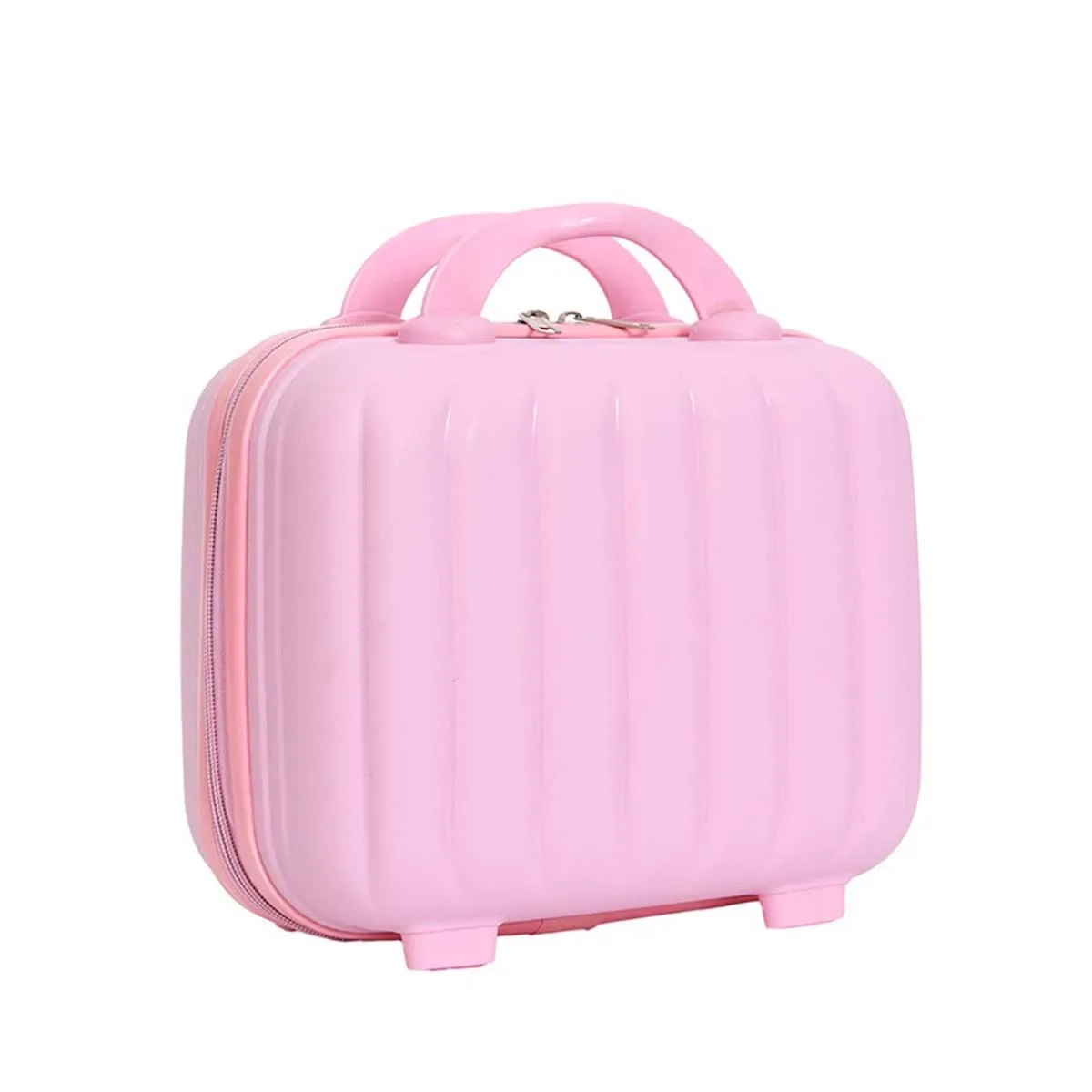 valise à cosmétiques citrouille pp de 14 pouces, valise à fermeture éclair sans mot de passe, étui de voyage de rangement pour souvenirs de mariage de couleur unie