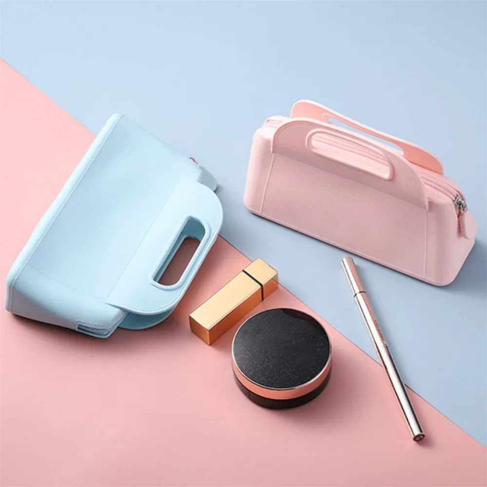 sac de rangement de cosmétiques en silicone, sac à main portable de voyage, organisateur de produits de toilette, sacs de maquillage à fermeture éclair, pochette étanche multifonctionnelle