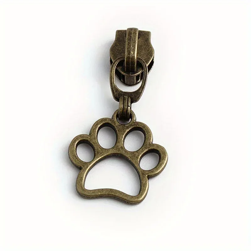 5 pièces sac à main pour animaux de compagnie motif imprimé patte vêtements extracteur de fermeture éclair couleur arc-en-ciel 5 # curseur de ceinture de sac à bandoulière avec languette de traction décorative en nylon