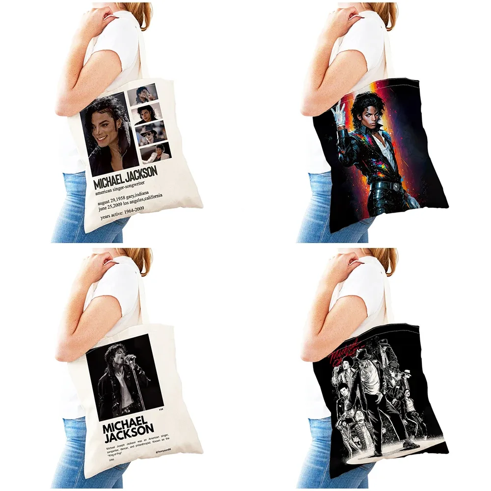 sacs à main michael jackson lady, double impression, super star, sac fourre-tout pour femme, léger, album, sac à main pour fille