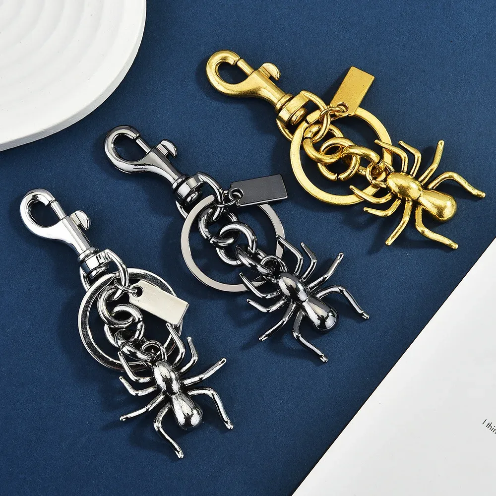 porte-clés araignée gothique heavy metal, breloques punk pour sac à dos avec étiquette vierge, crochets sécurisés anti-perte, accessoires pour motards, halloween