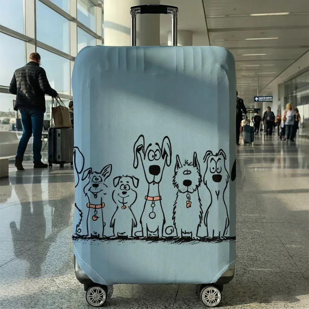 housse de protection pour bagages à motif de chien, adaptée aux bagages de 18 à 32 pouces, avec poignées, accessoires de voyage