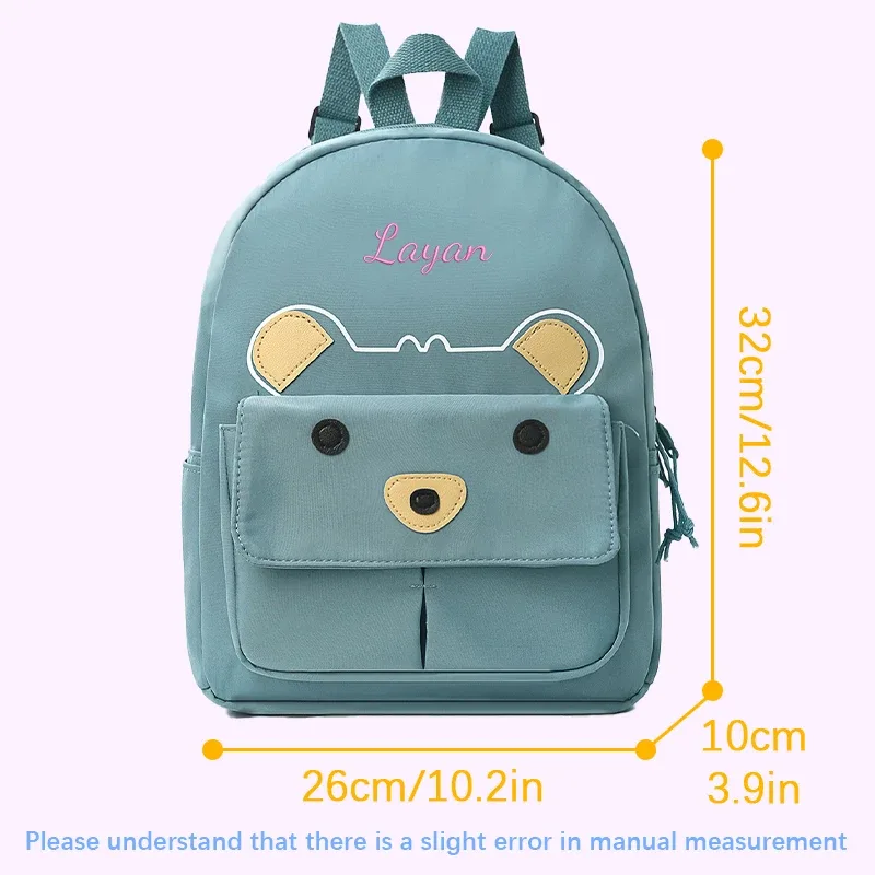sac à dos personnalisé avec broderie ou style standard (2 options), motif mignon de petit ours de dessin animé, idéal pour la rentrée scolaire et comme cadeau