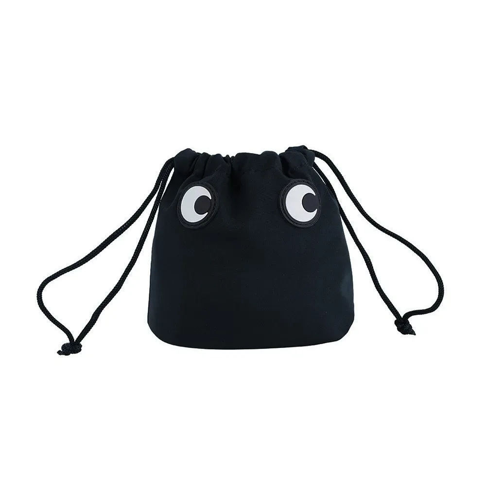 trousse de maquillage en nylon tendance avec cordon de serrage, motif dessin animé grands yeux, sac cosmétique mignon pour l'organisation des maquillages
