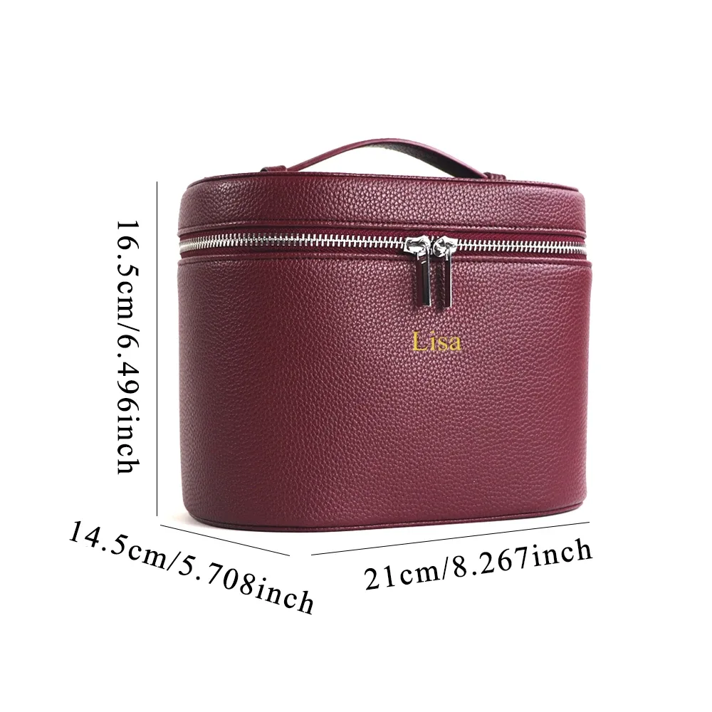 noms et lettres personnalisables, trousse de toilette portable de voyage, boîte à cosmétiques en cuir pu de grande capacité avec boîte de rangement interne