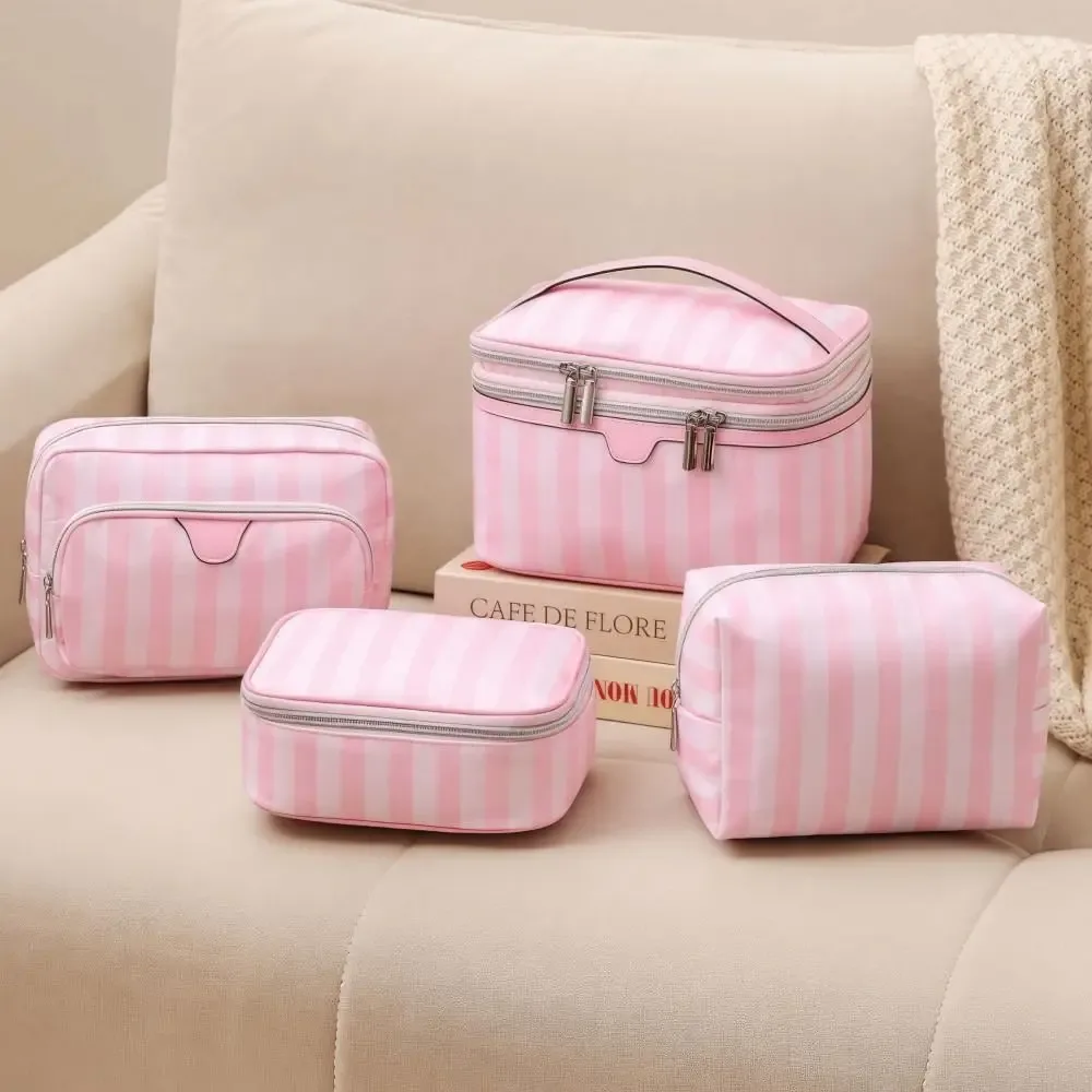 grande trousse de maquillage portable en tissu oxford, sac de rangement cosmétique minimaliste, design de voyage, trousse de toilette