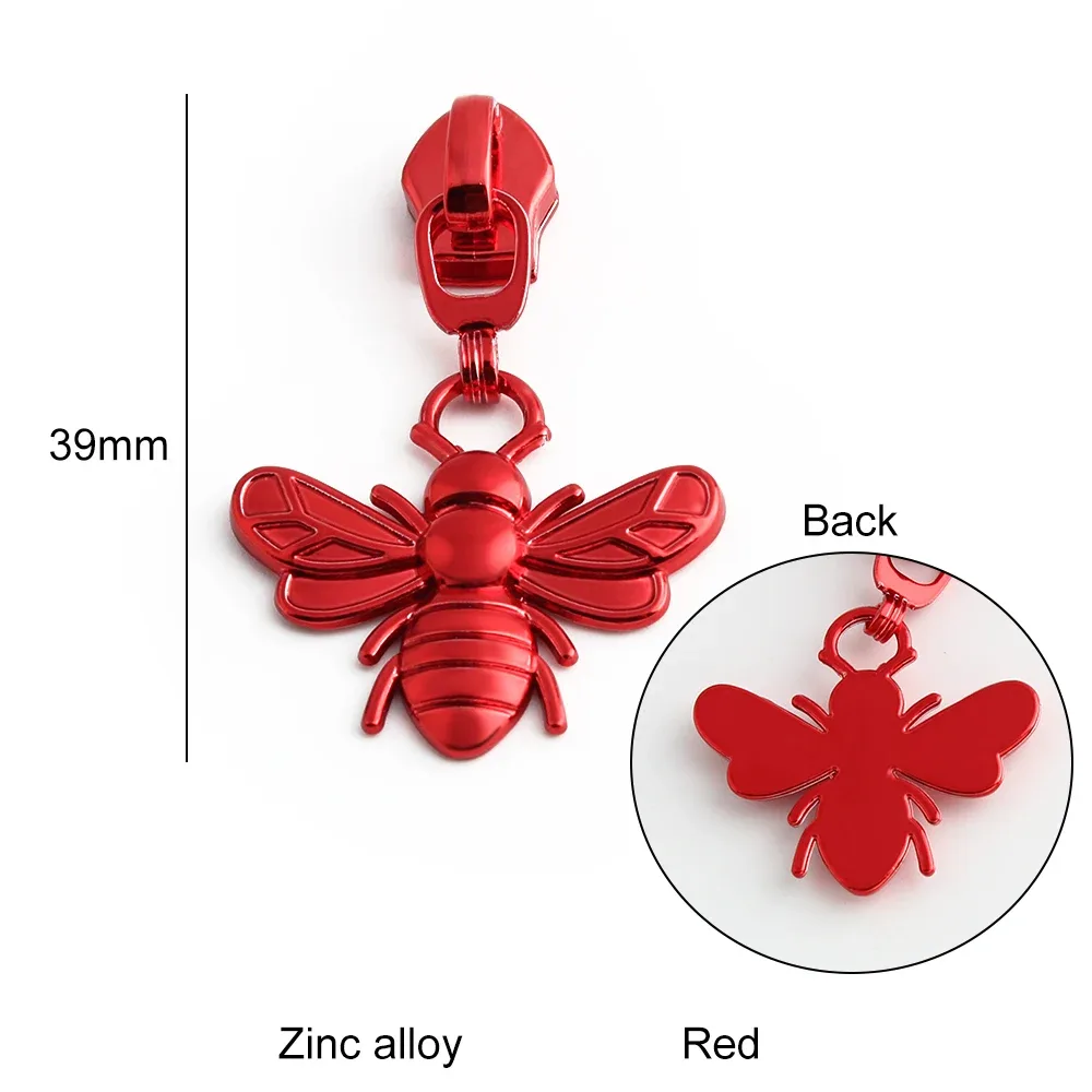 5/10/20 pièces en forme d'abeille 5 #   têtes de fermeture éclair pour fermetures éclair en nylon, tirettes de fermeture éclair pour sacs, vêtements, bagages, kit de réparation, accessoires de couture diy