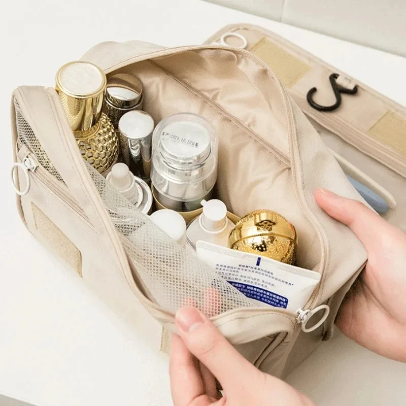 trousse de toilette de voyage imperméable de haute qualité pour femmes, organisateur de maquillage avec crochet de salle de bain, pochette de lavage, sac de rangement pour maquillage