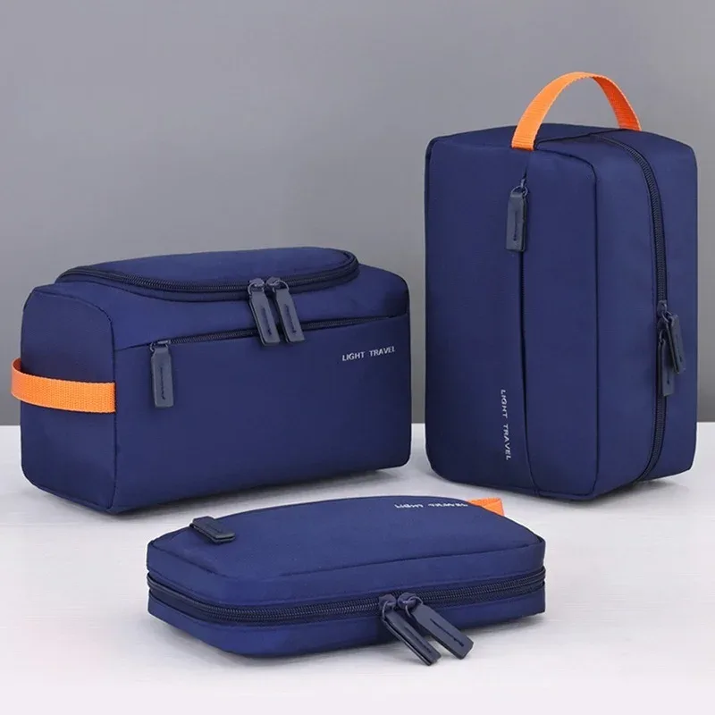 Trousse de toilette de voyage 3 en 1, trousse de rasage légère et imperméable en tissu Oxford, trousse de maquillage à main, organisateur de maquillage d'affaires