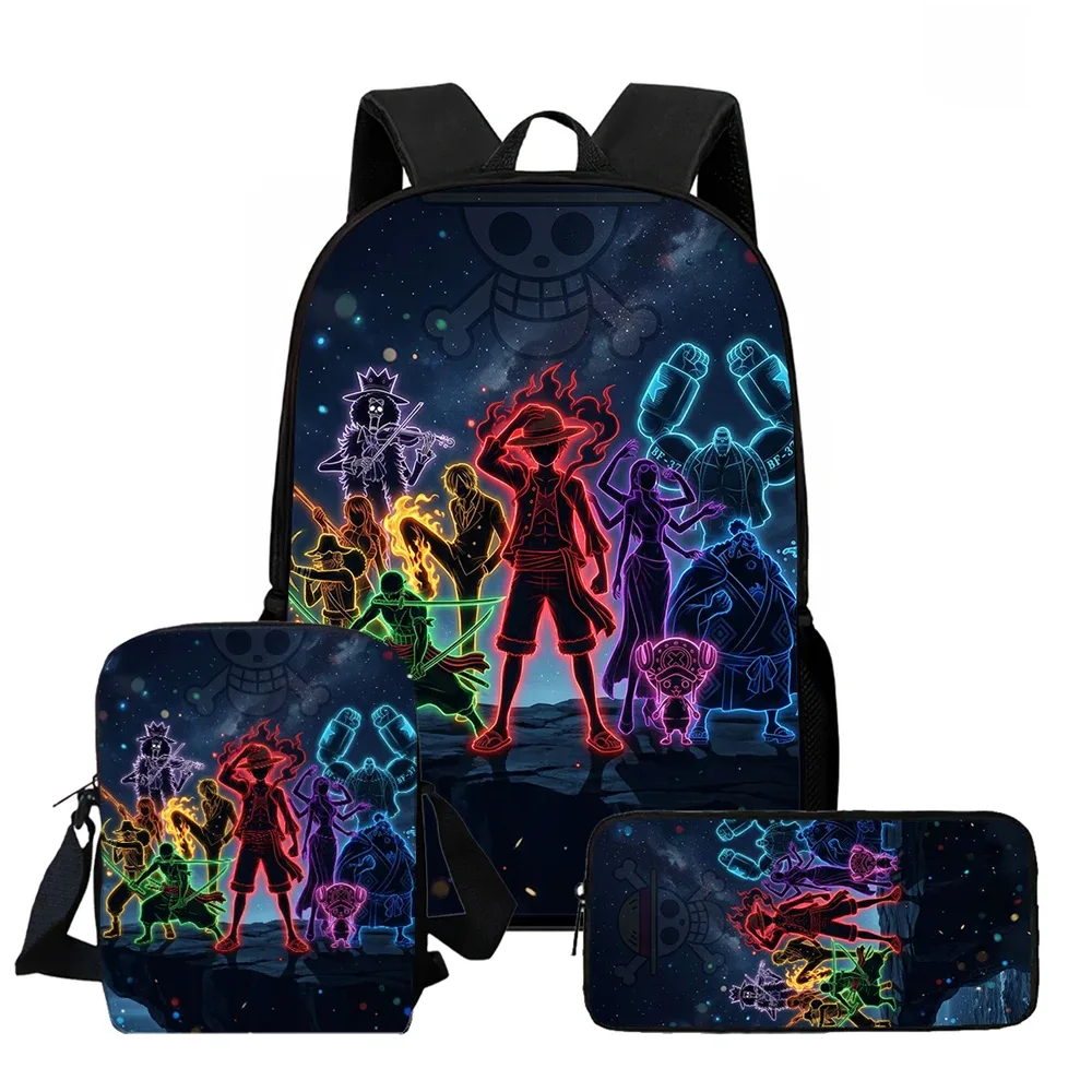 sac à dos scolaire 3-en-1 one piece léger et durable avec sac bandoulière et trousse pour enfants de 6 à 10 ans (école primaire)