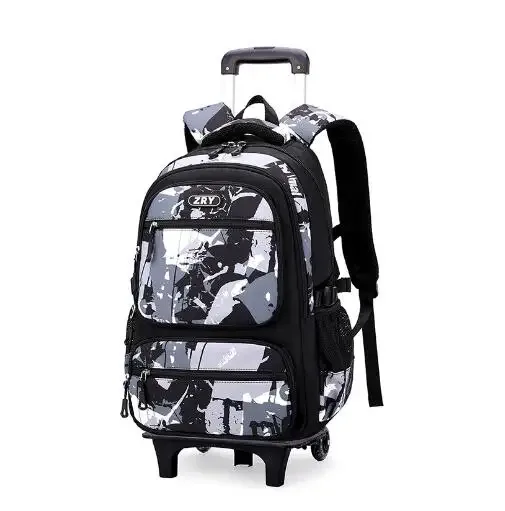 sac à dos à roulettes pour garçons, école primaire et collège, sac à roulettes pour garçons avec 6 roues, sac à dos à roulettes avec 2 roues