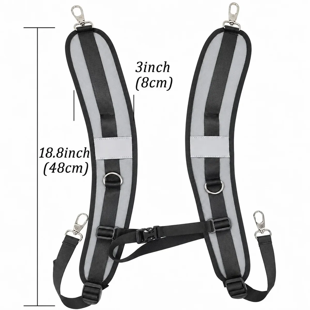 bretelles grises de rechange pour sac à dos amovibles rembourrées respirantes avec sangle poitrine pour pêche randonnée voyage