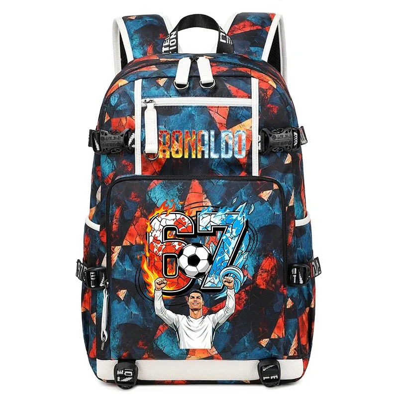 cr7 ronaldo 67 sac à dos imprimé de grande capacité pour étudiants, adolescents, enfants, sac à dos de voyage pour l'école