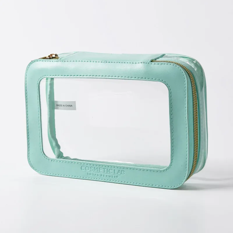 sac de voyage transparent en pvc, sac de rangement carré à fermeture éclair, sac de maquillage étanche, cadeau touristique, style urbain simple et neutre