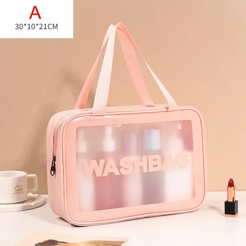 sac de lavage de voyage portable pour femmes, pochette de rangement transparente et étanche pour maquillage, organisateur de cosmétiques de grande capacité, étui de beauté pour femmes