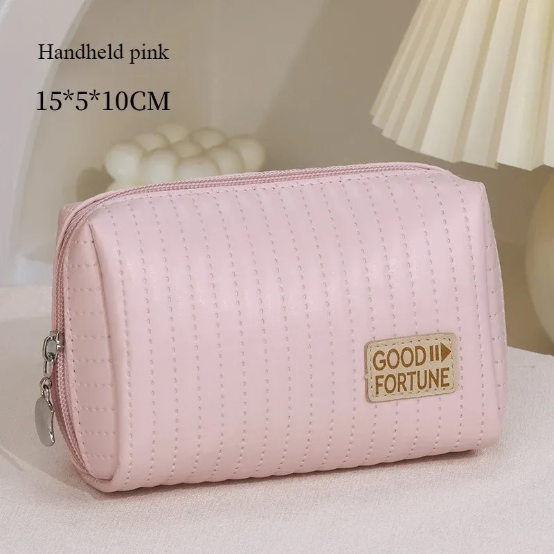 trousse de maquillage pratique, trousse de toilette portative de couleur unie en pu, sac de rangement de cosmétiques, rangement de voyage de grande capacité wj032