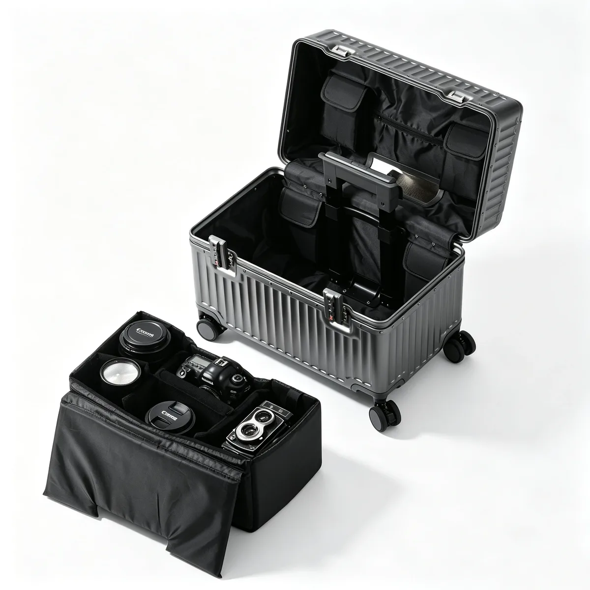 valise à ouverture par le haut 18/20 pouces, bagage à main pour voyage, valise de photographe à roulettes, coque rigide avec cadre en alliage d'aluminium, serrure tsa